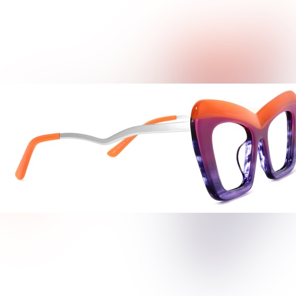 Cat-Eyed Non-Prescription Frames-Orange/Purple - Picture 3 of 5